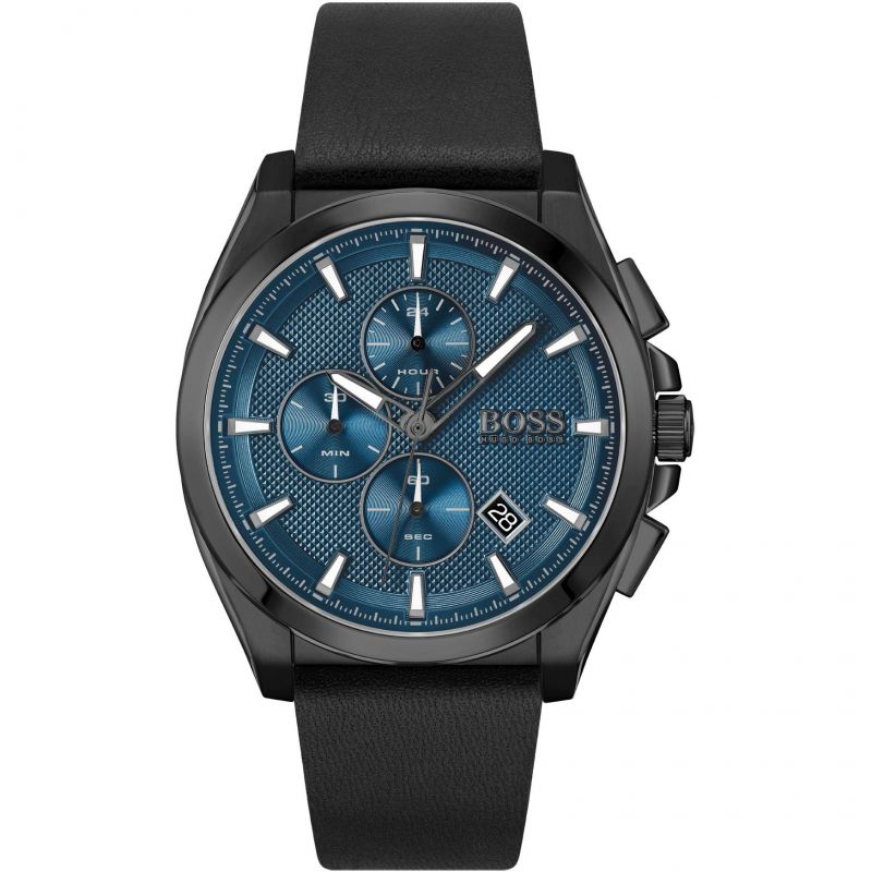 Hugo Boss Grandmaster Blue Dial Black Leather Strap Watch for Men - 1513883 Buy Now By Hugo Boss