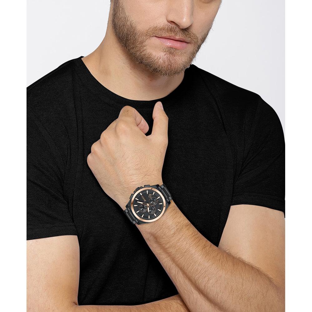 Hugo Boss Grandmaster Black Dial Black Steel Strap Watch for Men - 1513885 Buy Now By Hugo Boss