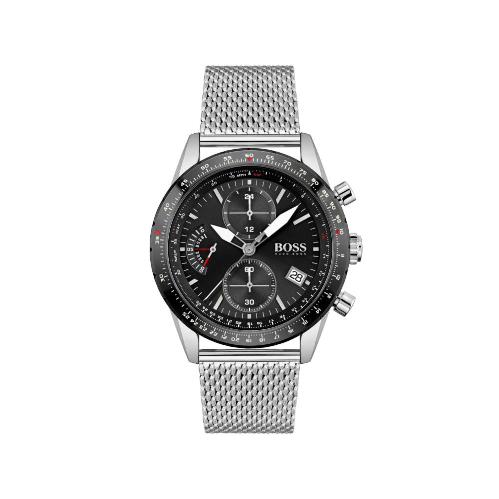 Hugo Boss Pilot Edition Black Dial Silver Mesh Bracelet Watch for Men - 1513886 Buy Now By Hugo Boss