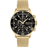 Hugo Boss Admiral Chronograph Black Dial Gold Mesh Bracelet Watch for Men - 1513906 Buy Now By Hugo Boss