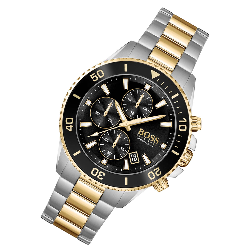 Hugo Boss Admiral Black Dial Two Tone Steel Strap Watch for Men - 1513908 Buy Now By Hugo Boss