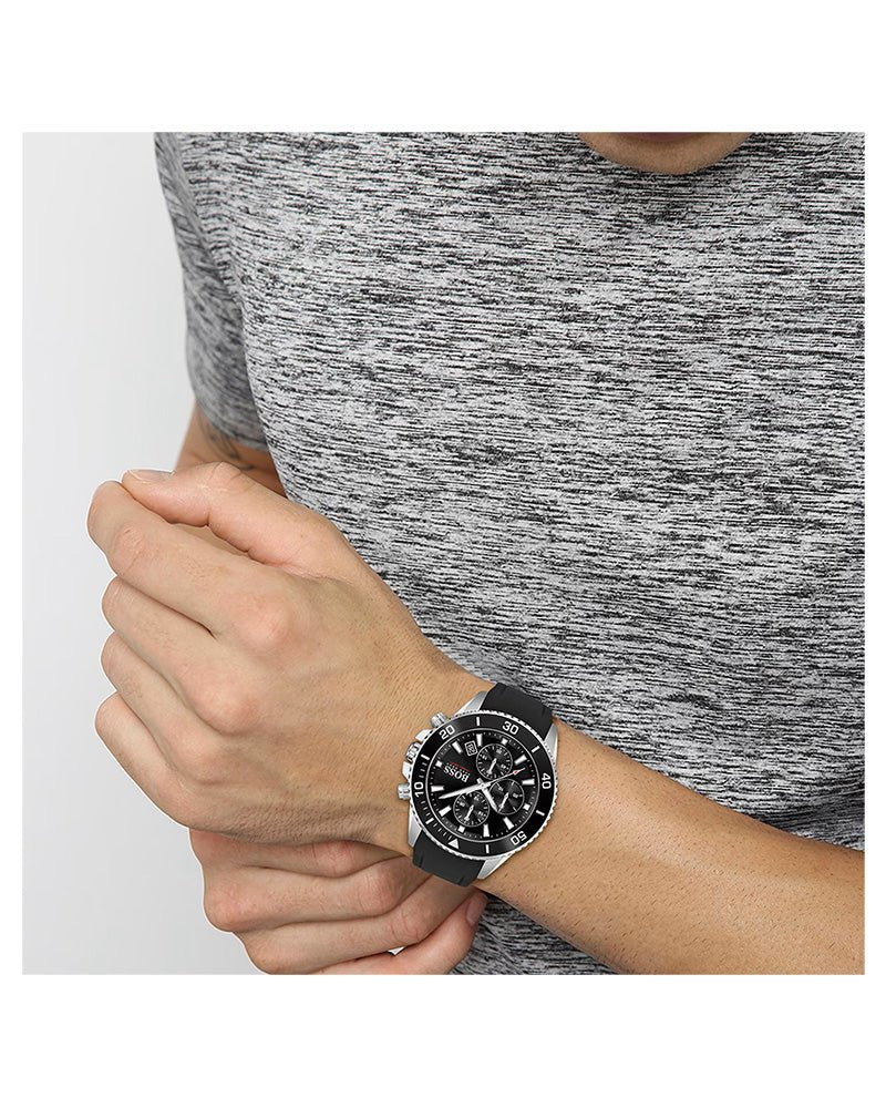 Hugo Boss Admiral Black Dial Black Silicone Strap Watch for Men - 1513912 Buy Now By Hugo Boss