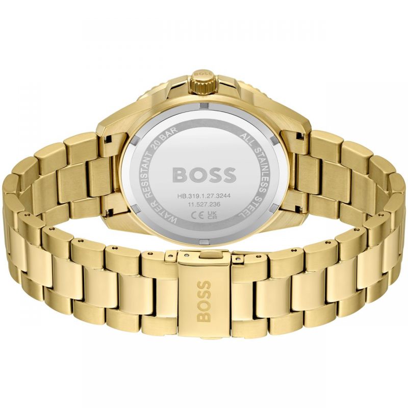Hugo Boss Allure Chronograph Green Dial Gold Steel Strap Watch for Men - 1513923 Buy Now By Hugo Boss