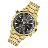 Hugo Boss Globetrotter Chronograph Black Dial Gold Steel Strap Watch for Men - 1513932 Buy Now By Hugo Boss