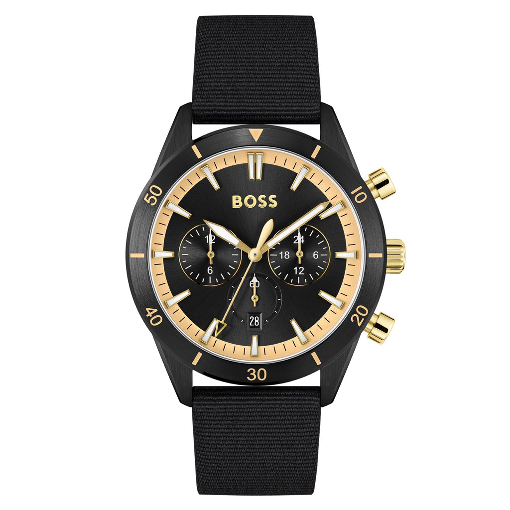 Hugo Boss Santiago Black Dial Black Nylon Strap Watch for Men - 1513935 Buy Now By Hugo Boss