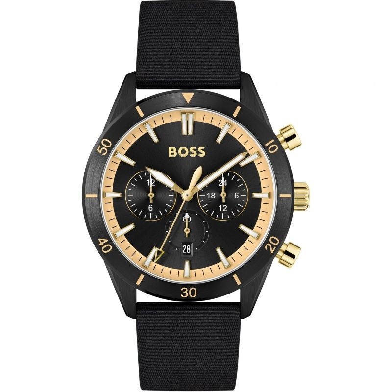 Hugo Boss Santiago Black Dial Black Nylon Strap Watch for Men - 1513935 Buy Now By Hugo Boss