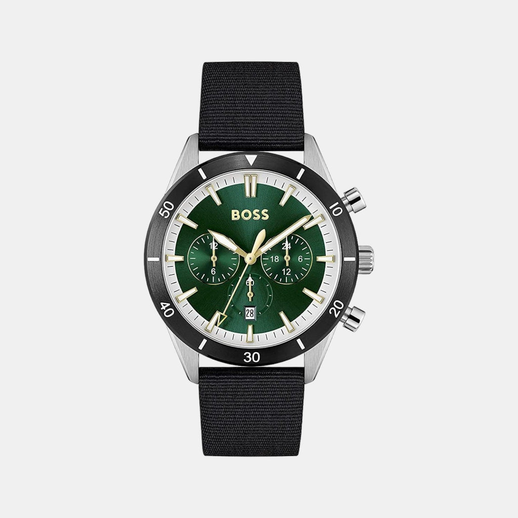 Hugo Boss Santiago Green Dial Black Nylon Strap Watch for Men - 1513936 Buy Now By Hugo Boss