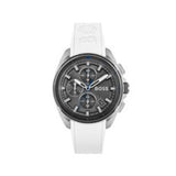 Hugo Boss Volane Grey Dial White SIlicone Strap Watch for Men - 1513948 Buy Now By Hugo Boss