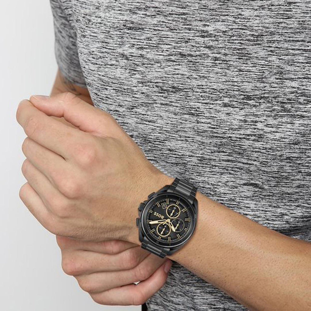 Hugo Boss Volane Black Dial Black Steel Strap Watch for Men - 1513950 Buy Now By Hugo Boss