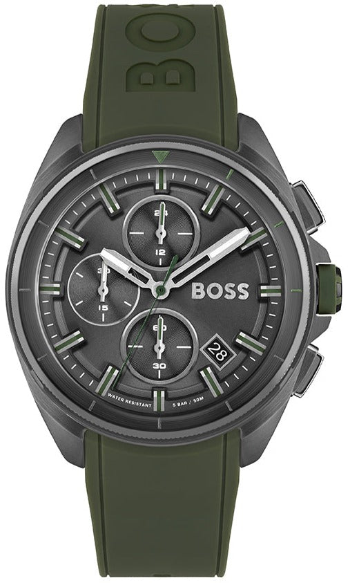 Hugo Boss Volane Chronograph Grey Dial Green Rubber Strap Watch For Men - 1513952 Buy Now By Hugo Boss