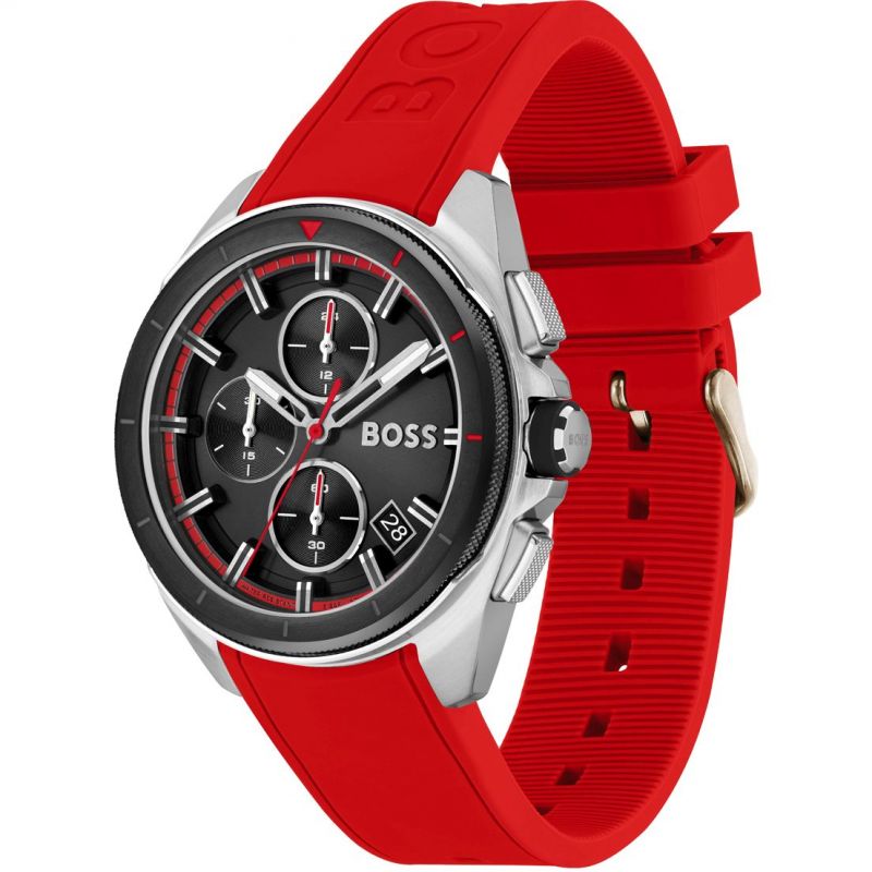 Hugo Boss Volane Black Dial Red Rubber Strap Watch for Men - 1513959 Buy Now By Hugo Boss