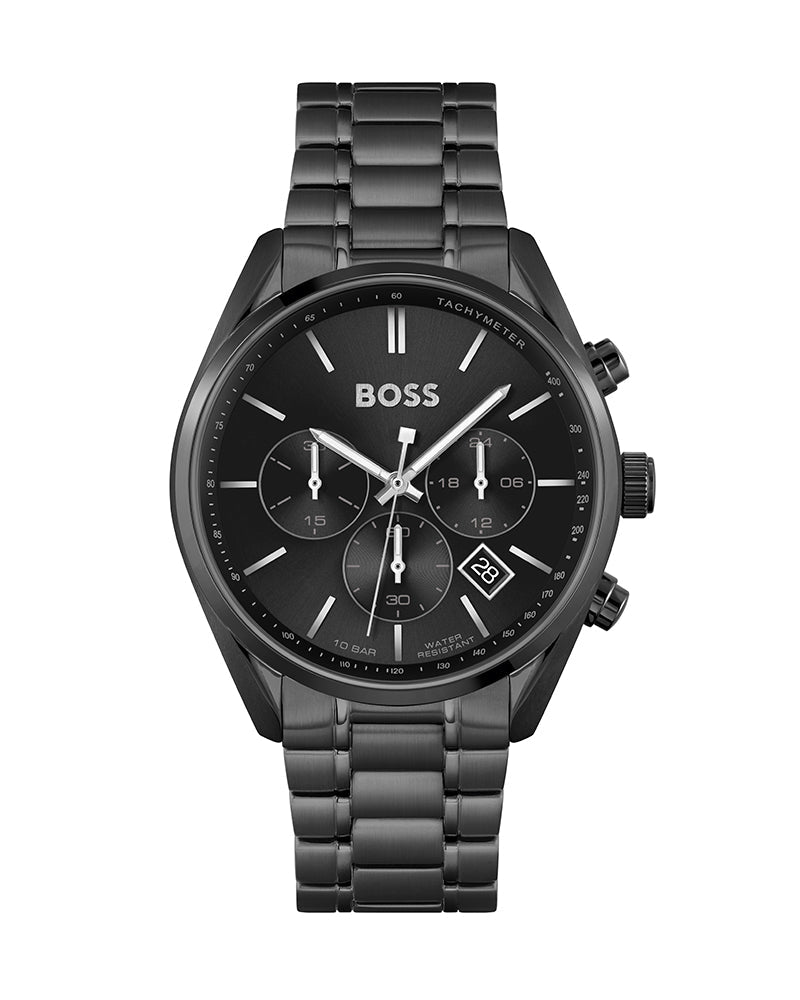 Hugo Boss Champion Black Dial Black Steel Strap Watch for Men - 1513960 Buy Now By Hugo Boss