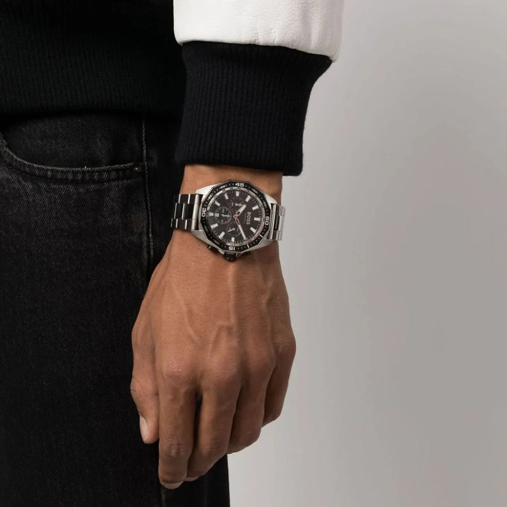 Hugo Boss Energy Chronograph Black Dial Silver Steel Strap Watch For Men - 1513971 Buy Now By Hugo Boss