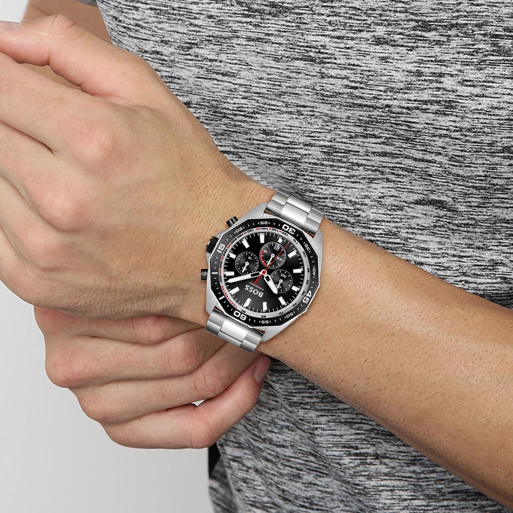 Hugo Boss Energy Chronograph Black Dial Silver Steel Strap Watch For Men - 1513971 Buy Now By Hugo Boss