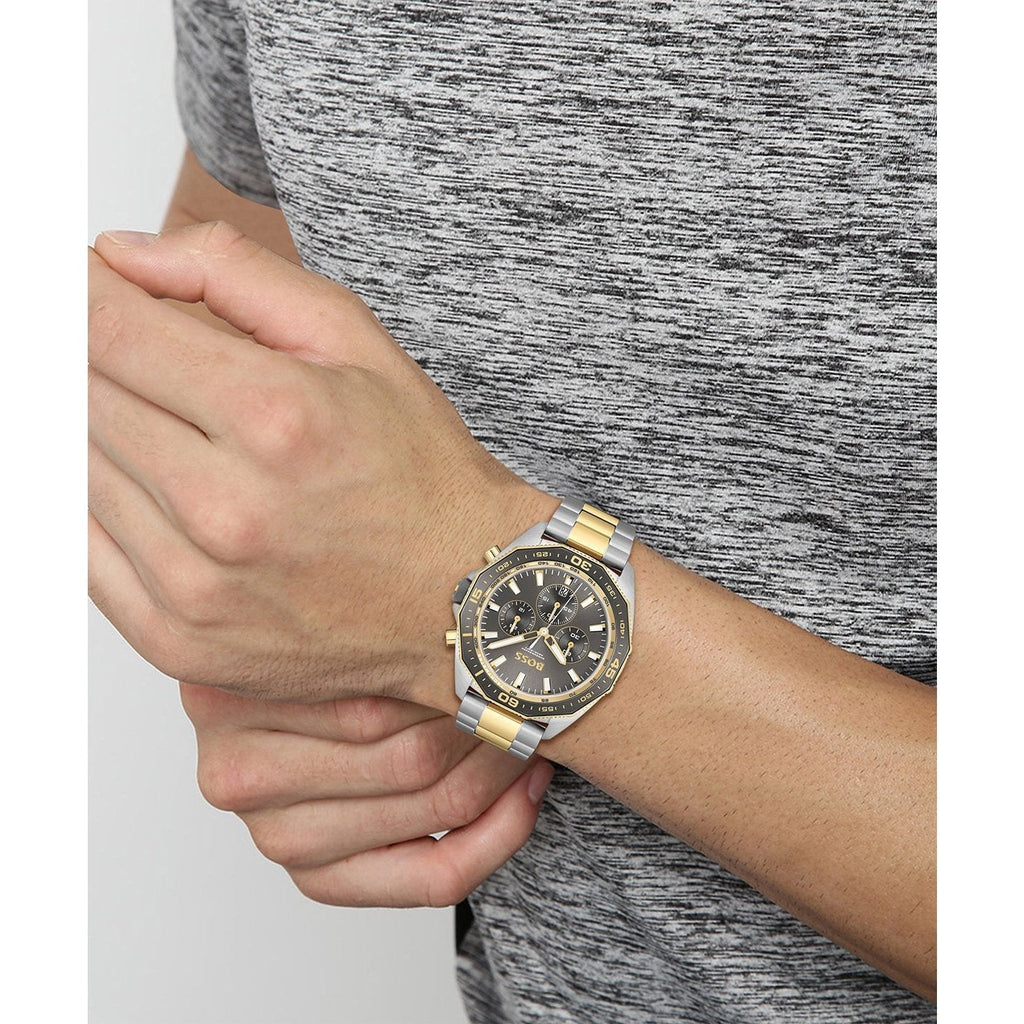 Hugo Boss Energy Chronograph Grey Dial Two Tone Steel Strap Watch For Men - 1513974 Buy Now By Hugo Boss