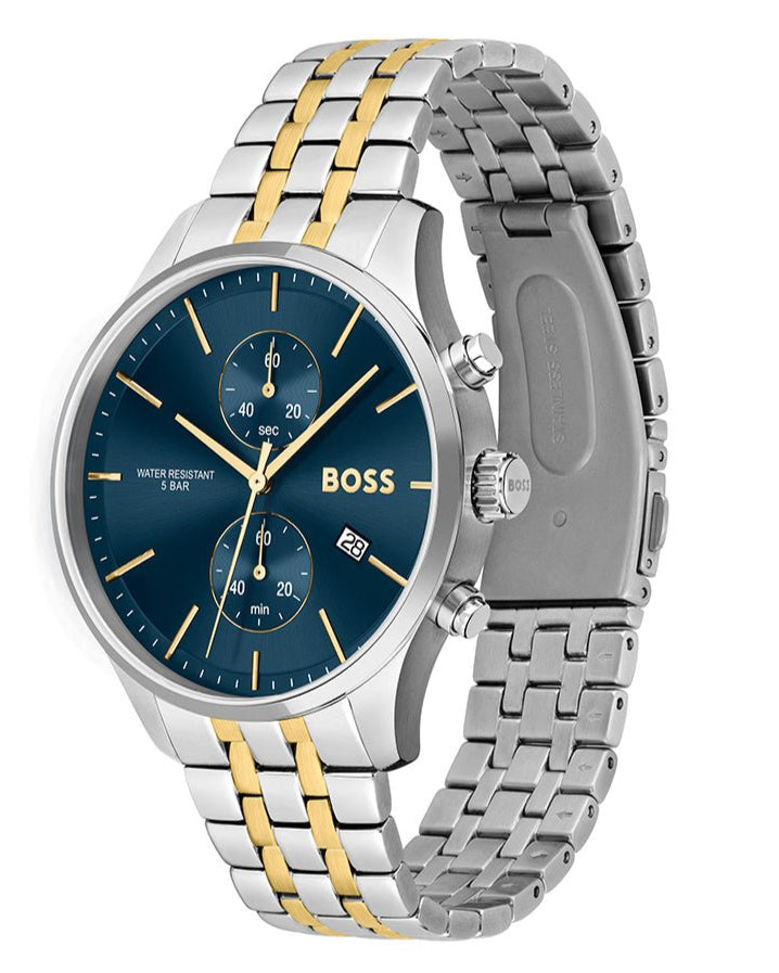Hugo Boss Associate Blue Dial Two Tone Steel Strap Watch for Men - 1513976 Buy Now By Hugo Boss