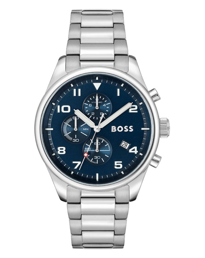 Hugo Boss View Chronograph Blue Dial Silver Steel Strap Watch For Men - 1513989 Buy Now By Hugo Boss