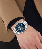 Hugo Boss View Chronograph Blue Dial Silver Steel Strap Watch For Men - 1513989 Buy Now By Hugo Boss