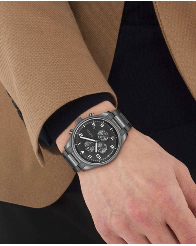 Hugo Boss View Chronograph Grey Dial Grey Steel Strap Watch For Men - 1513991 Buy Now By Hugo Boss