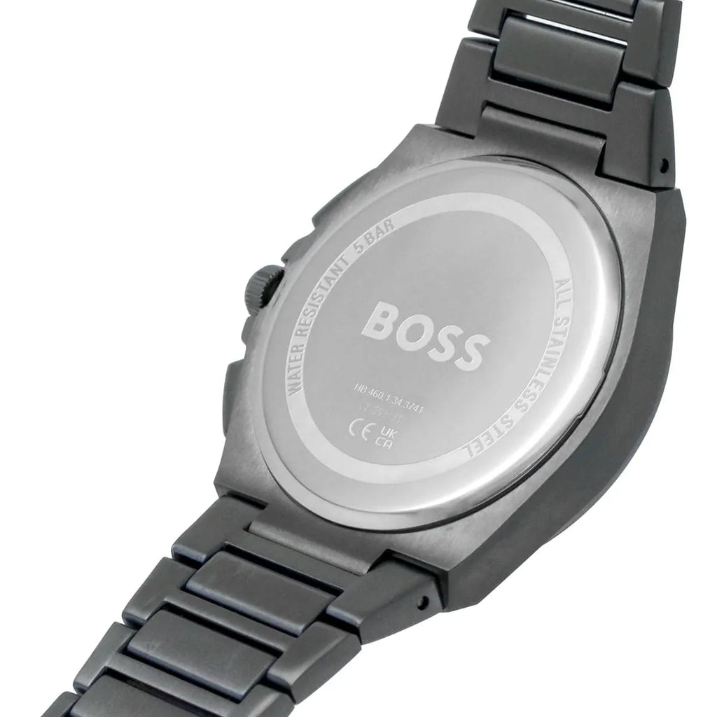 Hugo Boss Steer Chronograph Quartz Grey Dial Grey Steel Strap Watch For Men - 1513996 Buy Now By Hugo Boss