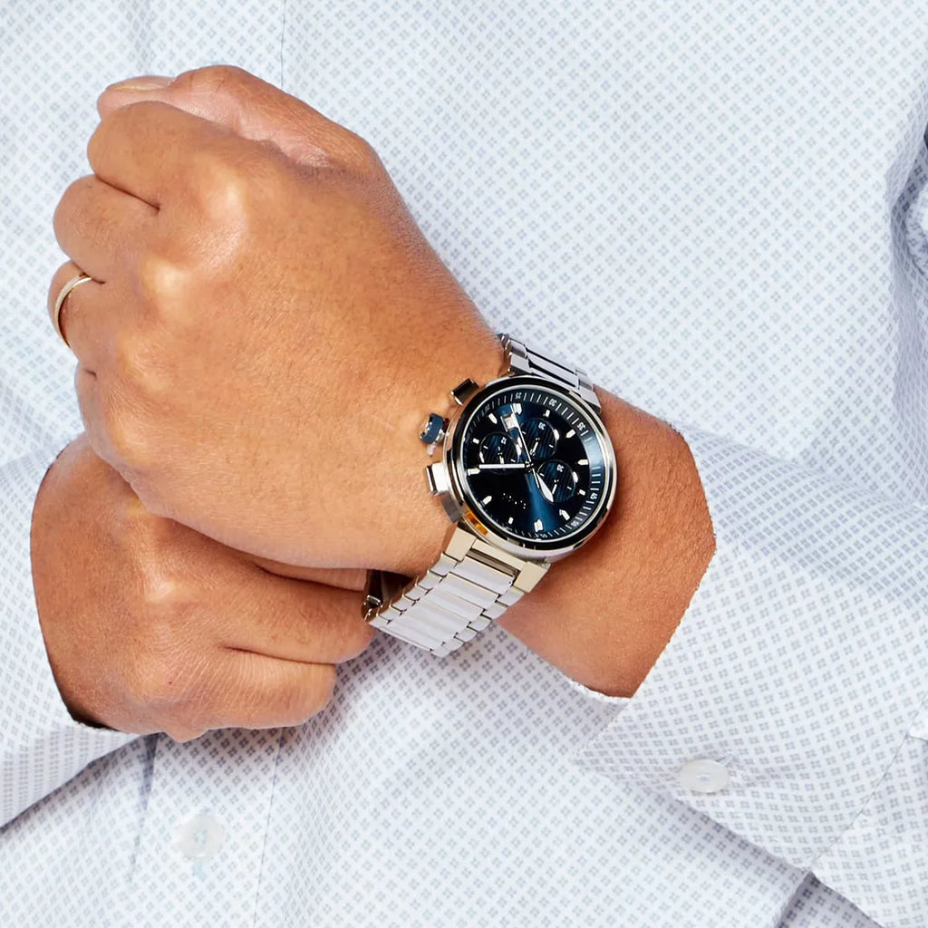 Hugo Boss One Chronograph Blue Dial Silver Steel Strap Watch For Men - 1513999 Buy Now By Hugo Boss