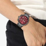 Hugo Boss One Chronograph Red Dial Grey Steel Strap Watch For Men - 1514000 Buy Now By Hugo Boss