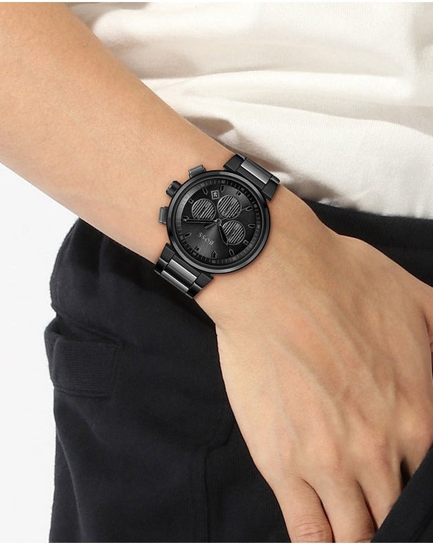 Hugo Boss One Chronograph Black Dial Black Steel Strap Watch For Men - 1514001 Buy Now By Hugo Boss