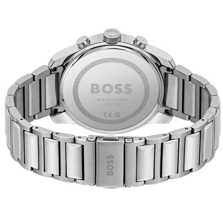 Hugo Boss Trace Chronograph Red Dial Silver Steel Strap Watch For Men - 1514004 Buy Now By Hugo Boss