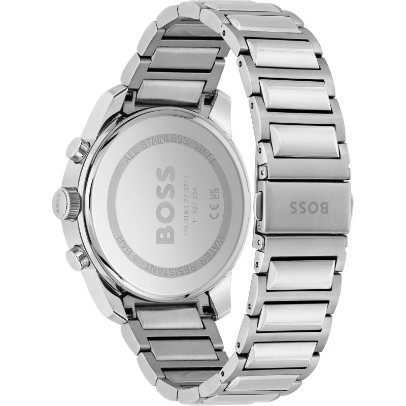 Hugo Boss Trace Chronograph Red Dial Silver Steel Strap Watch For Men - 1514004 Buy Now By Hugo Boss