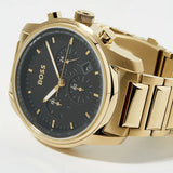 Hugo Boss Trace Chronograph Black Dial Gold Steel Strap Watch For Men - 1514006 Buy Now By Hugo Boss
