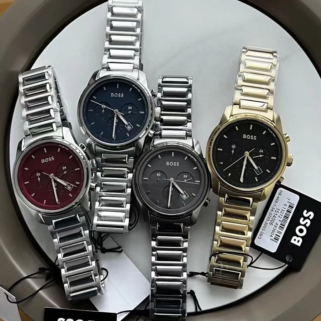 Hugo Boss Trace Chronograph Black Dial Gold Steel Strap Watch For Men - 1514006 Buy Now By Hugo Boss