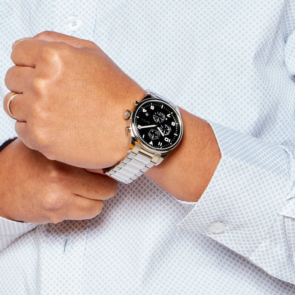 Hugo Boss View Chronograph Black Dial Silver Steel Strap Watch For Men - 1514008 Buy Now By Hugo Boss