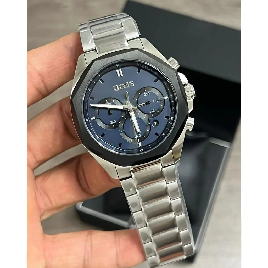 Hugo Boss Cloud Chronograph Blue Dial Silver Steel Strap Watch For Men - 1514015 Buy Now By Hugo Boss