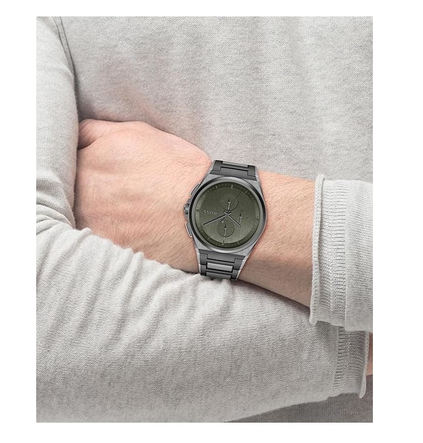 Hugo Boss Steer Chronograph Grey Dial Grey Steel Strap Watch For Men - 1514045 Buy Now By Hugo Boss