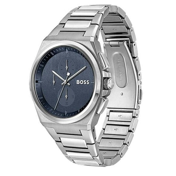 Hugo Boss Steer Chronograph Blue Dial Silver Steel Strap Watch For Men - 1514048 Buy Now By Hugo Boss