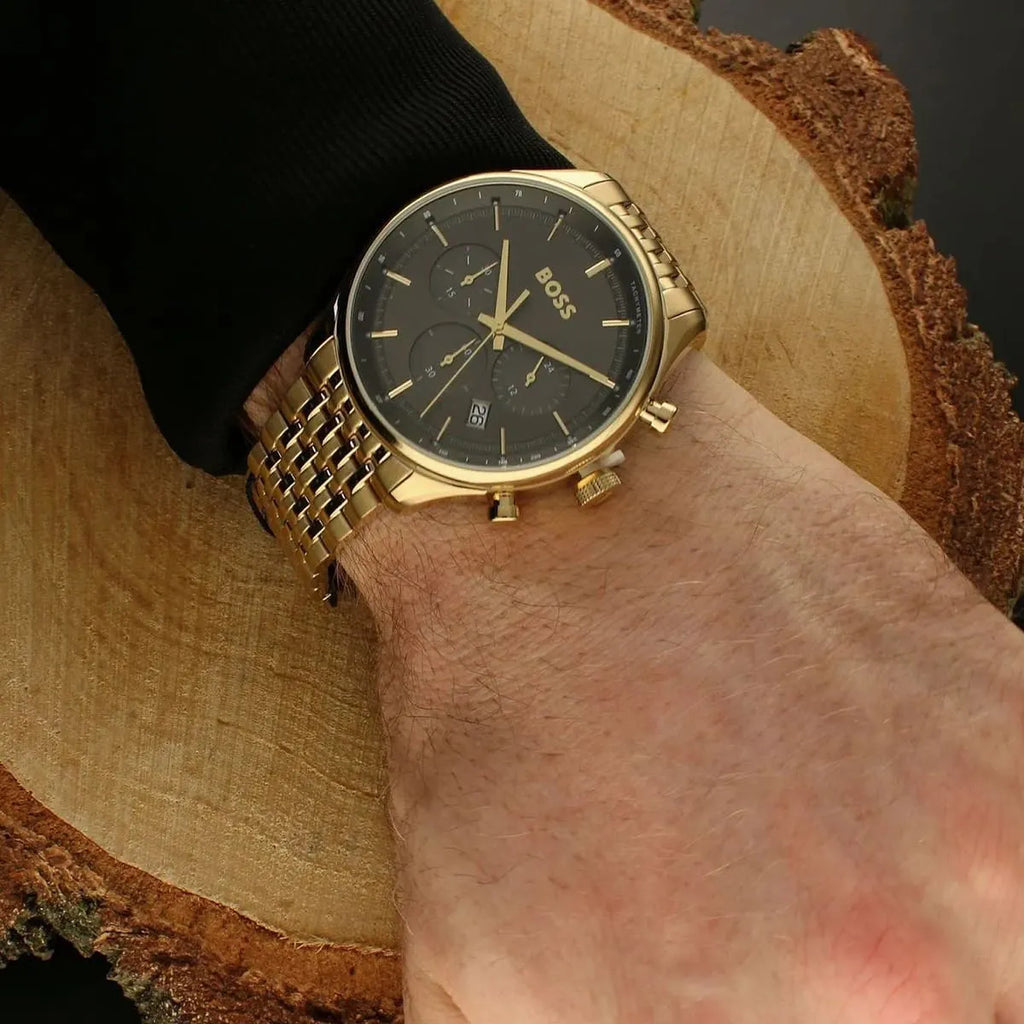 Hugo Boss Gregor Chronograph Grey Dial Gold Steel Strap Watch For Men - 1514051 Buy Now By Hugo Boss