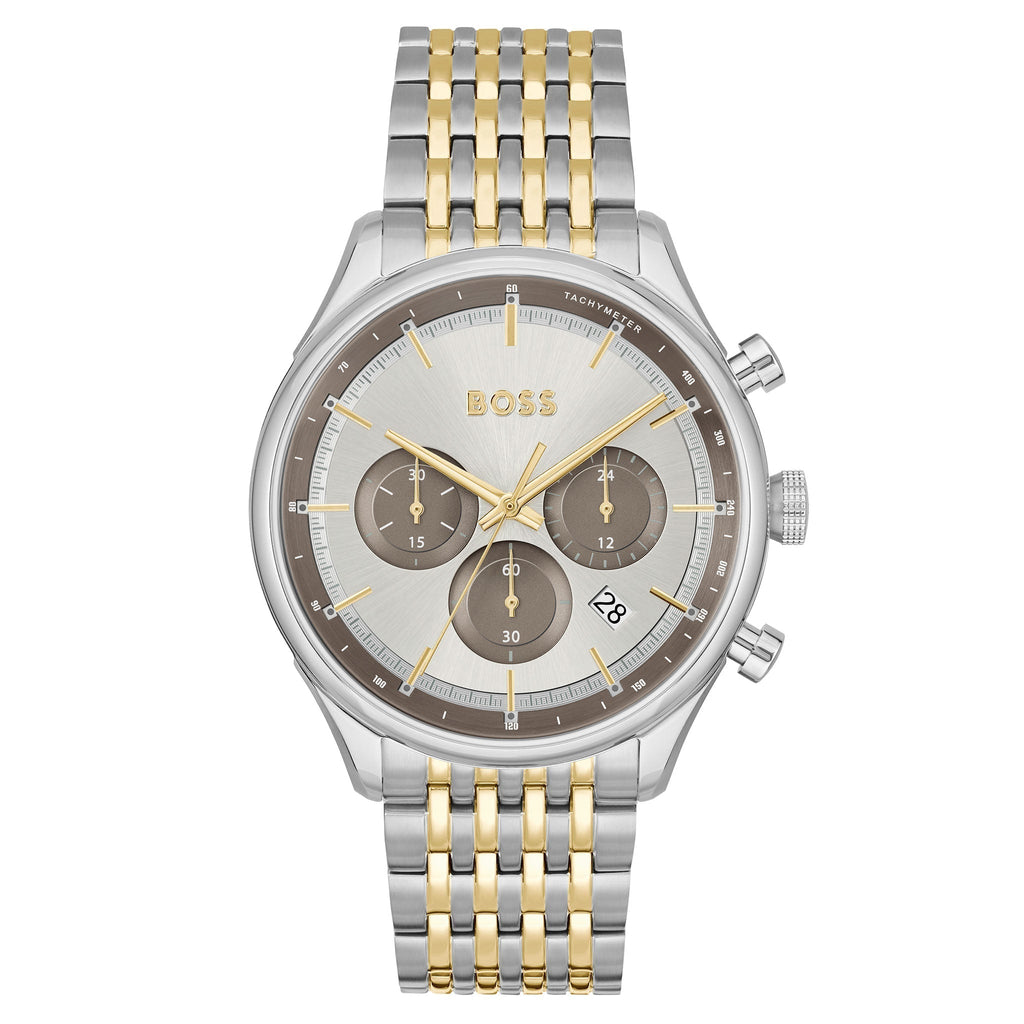 Hugo Boss Gregor Chronograph Silver Dial Two Tone Steel Strap Watch For Men - 1514053 Buy Now By Hugo Boss