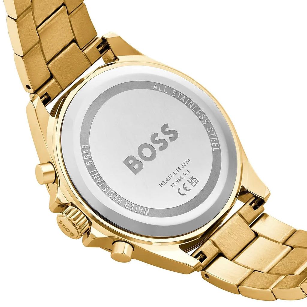 Hugo Boss Troper Chronograph Green Dial Gold Steel Strap Watch For Men - 1514059 Buy Now By Hugo Boss
