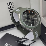 Hugo Boss Velocity Chronograph Green Dial Green Rubber Strap Watch For Men - 1514060 Buy Now By Hugo Boss