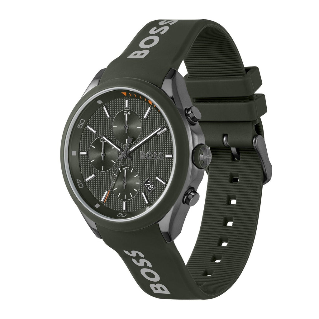 Hugo Boss Velocity Chronograph Green Dial Green Rubber Strap Watch For Men - 1514060 Buy Now By Hugo Boss