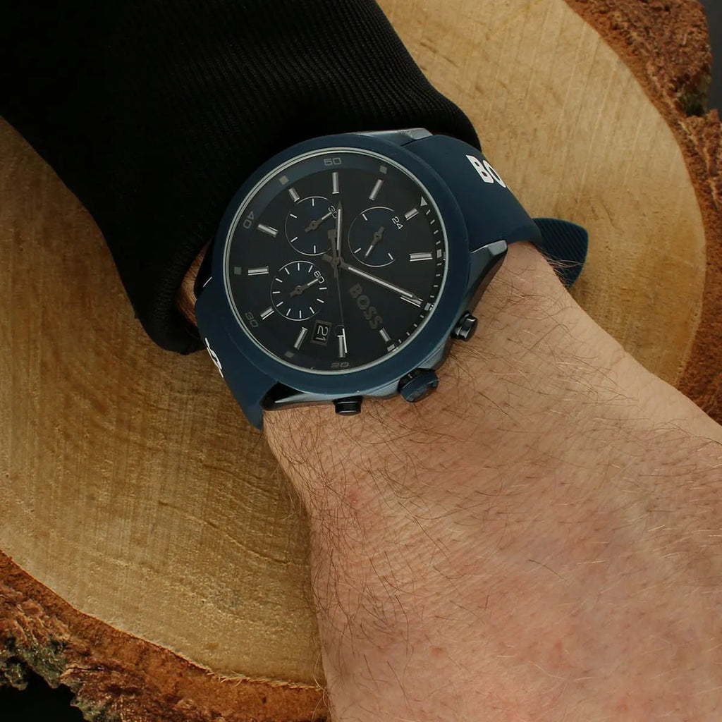 Hugo Boss Velocity Chronograph Blue Dial Blue Rubber Strap Watch For Men - 1514061 Buy Now By Hugo Boss