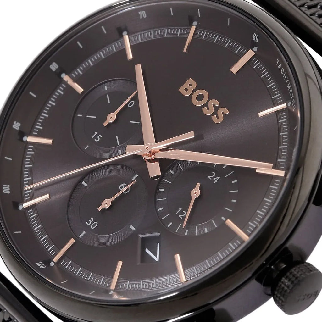 Hugo Boss Gregor Chronograph Black Dial Black Mesh Bracelet Watch For Men - 1514065 Buy Now By Hugo Boss