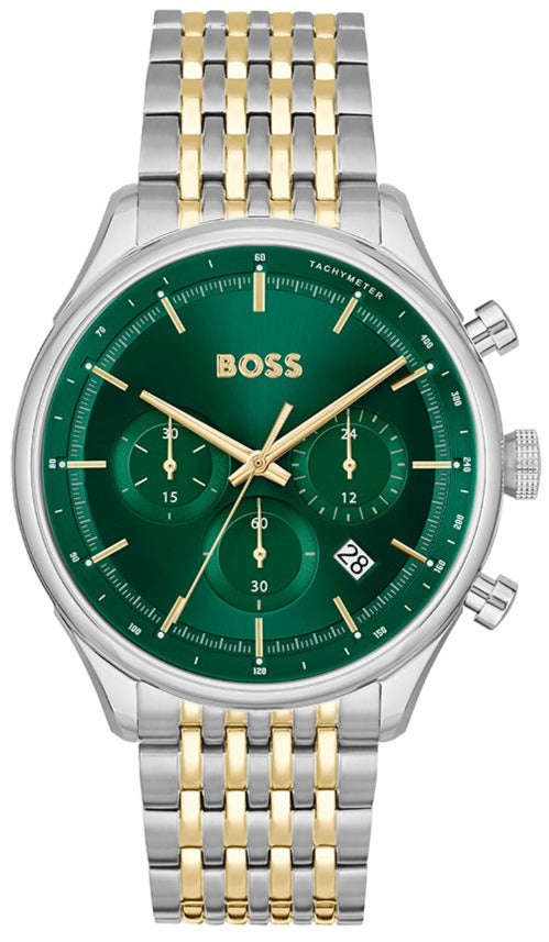 Hugo Boss Gregor Chronograph Green Dial Two Tone Steel Strap Watch For Men - 1514081 Buy Now By Hugo Boss