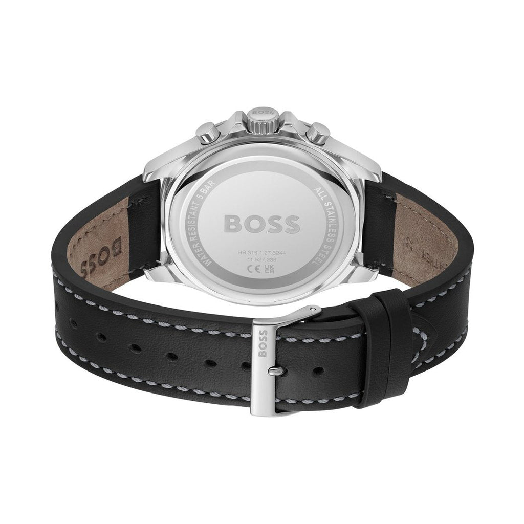 Hugo Boss Troper Chronograph Black Dial Black Leather Strap Watch For Men - 1514099 Buy Now By Hugo Boss