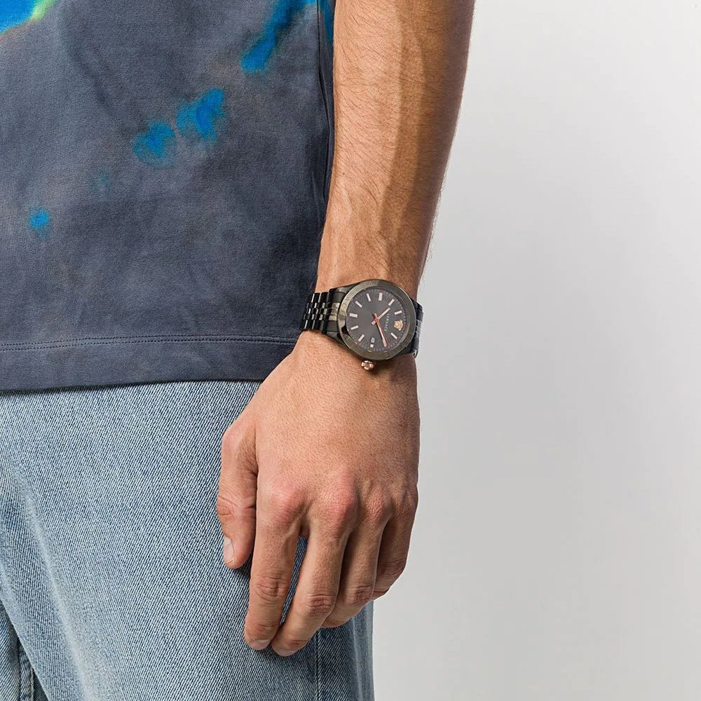 Versace Hellenyium Analog Black Dial Black Steel Strap Watch For Men - VEVK00320 Buy Now By Versace