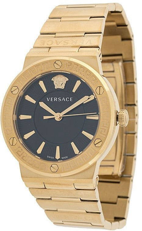Versace Greca Black Dial Gold Steel Strap Watch for Women - VEVH00820 Buy Now By Versace