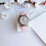 Versace V-Motif Silver Dial Pink Leather Strap Watch for Women - VERE00118 Buy Now By Versace