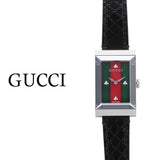 Gucci G-Frame Mother of Pearl Green & Red Dial Black Leather Strap Watch For Women - YA147403 Buy Now By Gucci