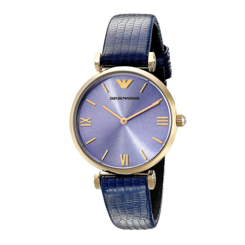 Emporio Armani Gianni T Bar Blue Dial Blue Leather Strap Watch For Women - AR1875 Buy Now By Emporio Armani