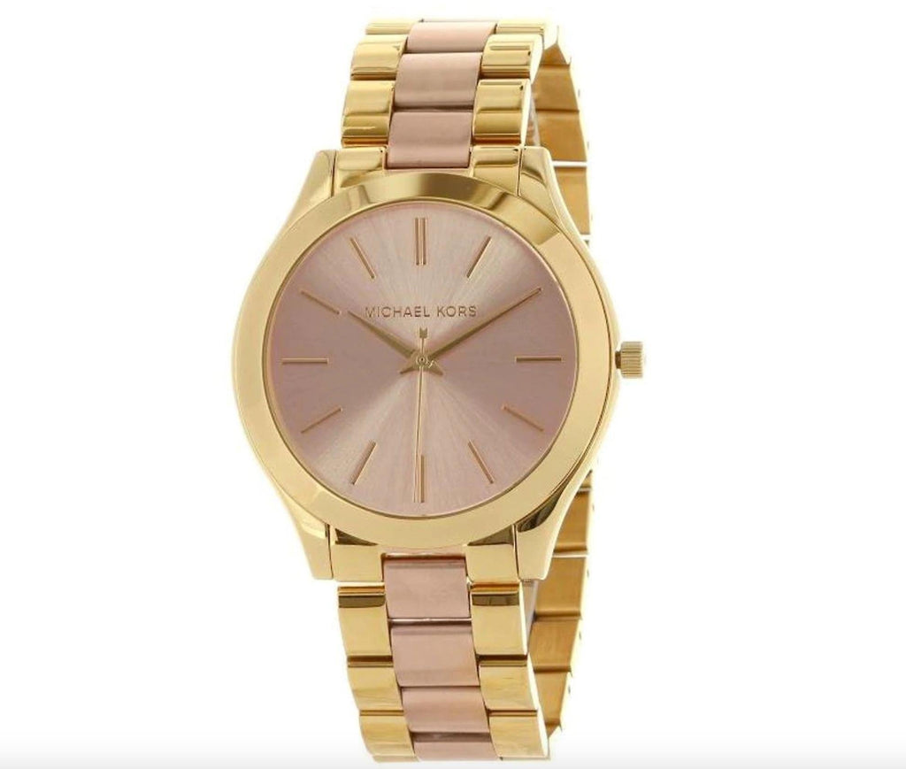 Michael Kors Slim Runway Pink Dial Two Tone Steel Strap Watch for Women - MK3493 Buy Now By Michael Kors